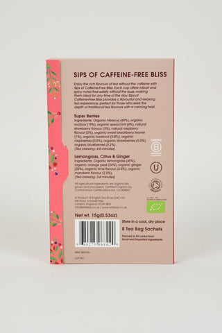 Sips of Caffeine-Free Bliss  - Super Berries & Lemongrass, Citrus & Ginger - 8 Tea Bag Sachets