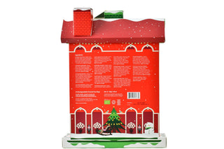 Back panel of English Tea Shop Christmas Tea House advent calendar displaying organic tea ingredients and flavor list on a white background.